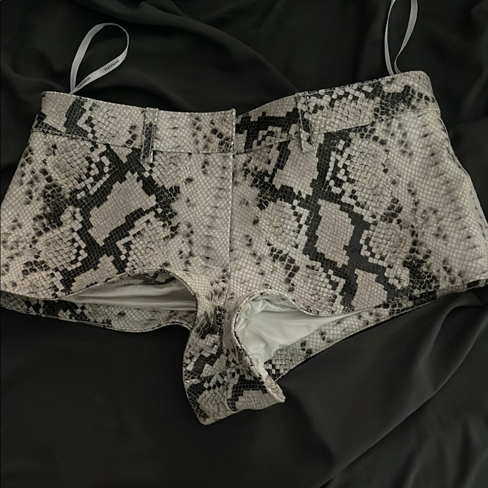 Retrofete Aven Snakeskin Print High-Waisted Shorts